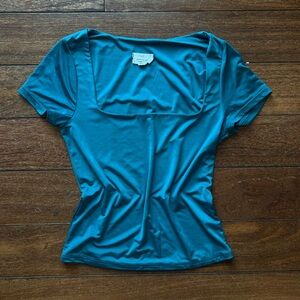 Teal Square Neck Short Sleeve Top